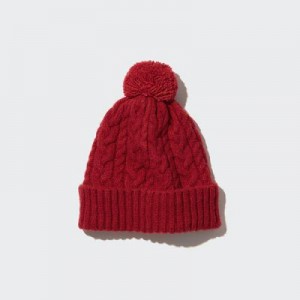 Gorras Uniqlo HEATTECH Cable De Punto Niños Rojas | 215649_PE