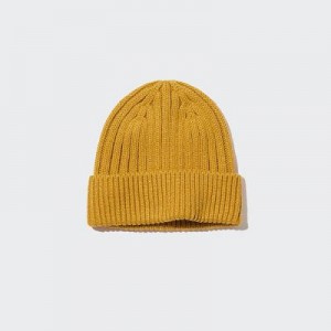 Gorros Uniqlo HEATTECH Acanalado Hombre Amarillo | 364051_PE