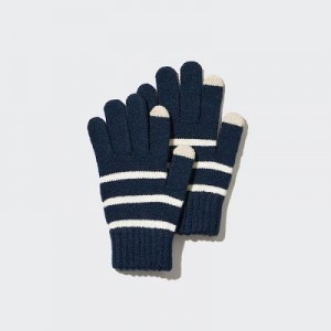 Guantes Uniqlo HEATTECH A Rayas De Punto Niños Azul Marino | 109578_PE