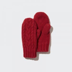 Guantes Uniqlo HEATTECH Cable De Punto Mittens Niños Rojas | 831025_PE