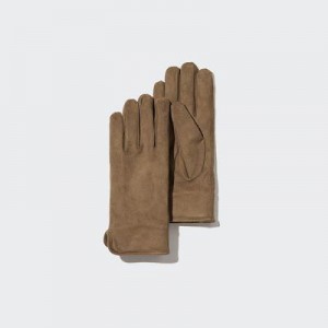 Guantes Uniqlo HEATTECH Lining Faux Suede Mujer Marrones | 153496_PE