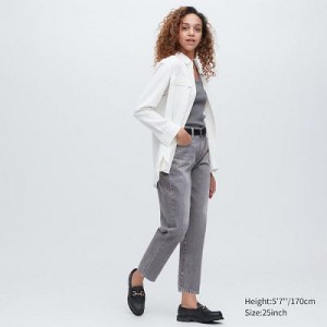 Jeans Uniqlo Boyfriend Tapered Mujer Gris | 63192_PE