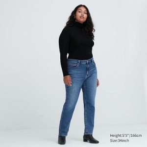 Jeans Uniqlo Stretch Slim Directo Mujer Azules | 450319_PE