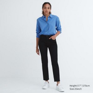 Jeans Uniqlo Stretch Slim Directo Mujer Negras | 170382_PE