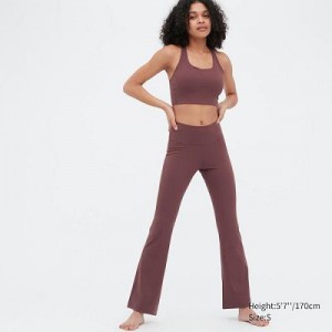 Leggins Uniqlo AIRism Soft Flare Mujer Wine | 715643_PE