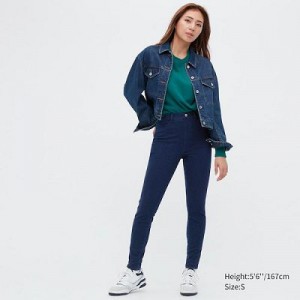 Leggins Uniqlo HEATTECH Ultra Stretch High-Rise Denim Mujer Azules | 649250_PE