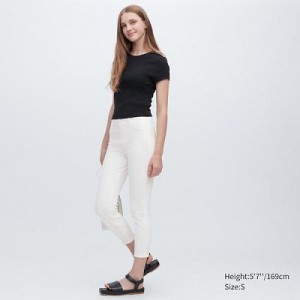 Leggins Uniqlo Ultra Stretch High-Rise Cropped Mujer Blancas | 416208_PE