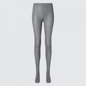 Mallas Uniqlo HEATTECH Acanalado De Punto Mujer Gris | 487963_PE