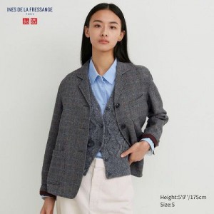 Monos Uniqlo Tweed Checked Mujer Gris | 162380_PE