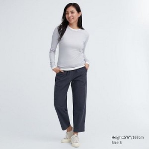 Pantalon Uniqlo Cotton Relaxed Ankle Mujer Gris | 439826_PE