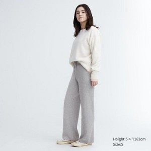 Pantalon Uniqlo Washable Knit Acanalado Mujer Gris | 219835_PE