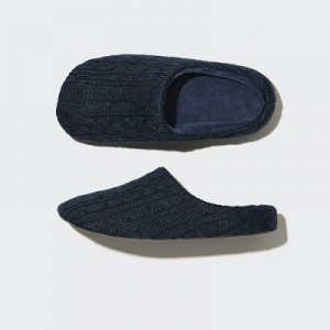 Pantuflas Uniqlo Cable Knit Hombre Azul Marino | 79153_PE