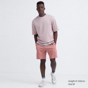 Short Uniqlo AIRism Cotton Easy (8") Hombre Rosas | 327146_PE