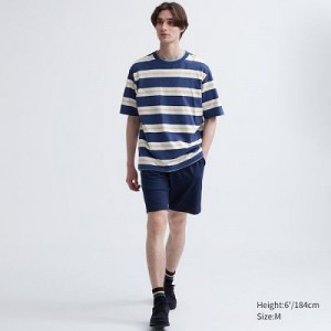 Short Uniqlo AIRism Cotton Easy (8") Hombre Azul Marino | 850917_PE