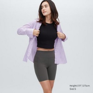 Short Uniqlo AIRism Soft Pocket Biker (8") Mujer Gris | 401836_PE