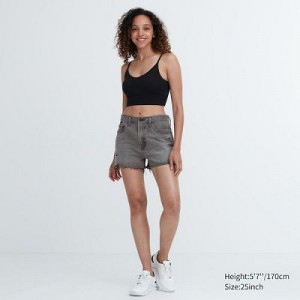 Short Uniqlo Boyfriend Denim Mujer Gris | 921365_PE