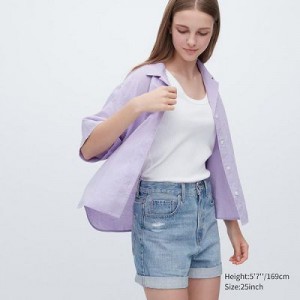 Short Uniqlo High-Rise Denim Mujer Azules | 602419_PE