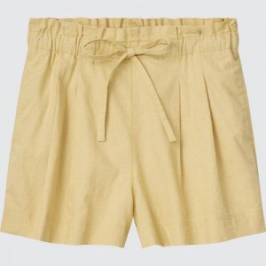 Short Uniqlo Linen-Cotton Mujer Amarillo | 513769_PE