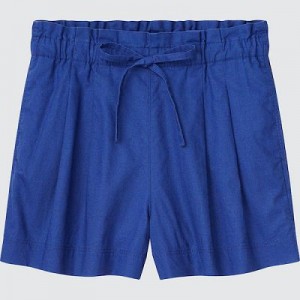 Short Uniqlo Linen-Cotton Mujer Azules | 697841_PE