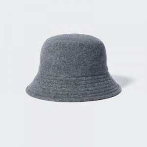 Sombreros Uniqlo Adjustable Lana Bucket Mujer Gris | 35178_PE