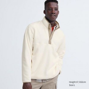 Sudadera con Capucha Uniqlo Button Up Long-Sleeve Pullover Hombre Blancas | 267541_PE