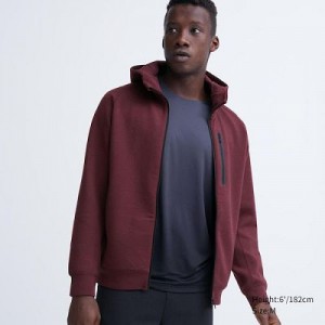 Sudadera con Capucha Uniqlo Dry Stretch Sweat Long-Sleeve Full-Zip Hombre Wine | 423790_PE