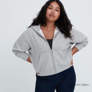 Sudadera con Capucha Uniqlo Sweat Full-Zip Long-Sleeve Mujer Gris | 576498_PE