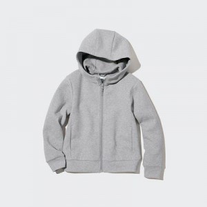 Sudadera con Capucha Uniqlo Ultra Stretch Dry Sweat Long-Sleeve Full-Zip Niños Gris | 298651_PE