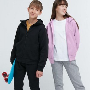 Sudadera con Capucha Uniqlo Ultra Stretch Dry Sweat Long-Sleeve Full-Zip Niños Negras | 174953_PE