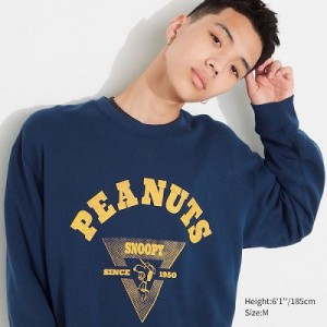 Sudaderas Uniqlo PEANUTS Charlie Baseball Team Long-Sleeve Hombre Azules | 301549_PE