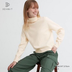 Suéteres Uniqlo 3D Knit Souffle Yarn Long-Sleeve Mujer Blancas | 12937_PE