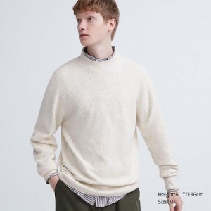 Suéteres Uniqlo 3D Knit Souffle Yarn Mock Neck Hombre Blancas | 648572_PE