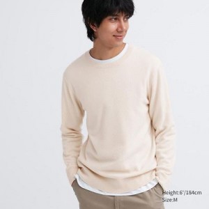 Suéteres Uniqlo Cashmere Crew Neck Long-Sleeve Hombre Natural | 452790_PE