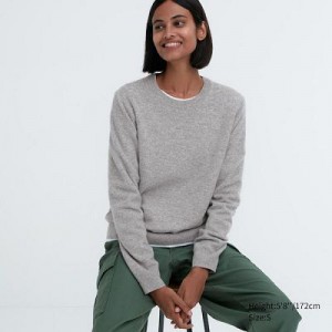 Suéteres Uniqlo Cashmere Crew Neck Long-Sleeve Mujer Gris | 309142_PE