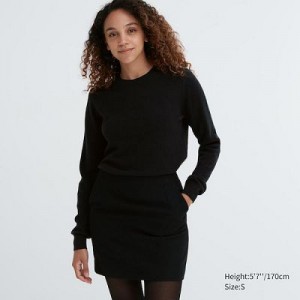 Suéteres Uniqlo Cashmere Crew Neck Long-Sleeve Mujer Negras | 137028_PE