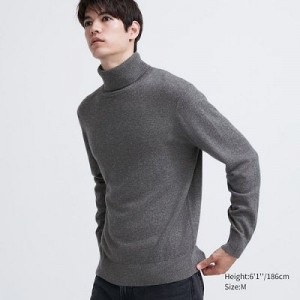 Suéteres Uniqlo Cashmere Turtleneck Long-Sleeve Hombre Gris | 584603_PE