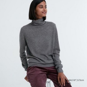 Suéteres Uniqlo Cashmere Turtleneck Mujer Gris | 516470_PE