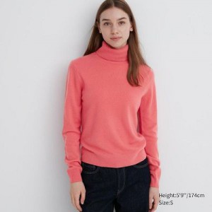 Suéteres Uniqlo Cashmere Turtleneck Mujer Rosas | 892301_PE