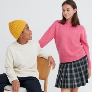 Suéteres Uniqlo Souffle Yarn Long-Sleeve Niños Blancas | 184209_PE