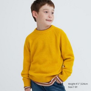 Suéteres Uniqlo Souffle Yarn Long-Sleeve Niños Amarillo | 659403_PE