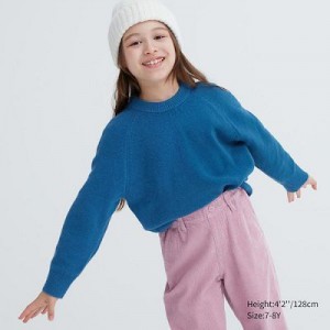 Suéteres Uniqlo Souffle Yarn Long-Sleeve Niños Azules | 912467_PE