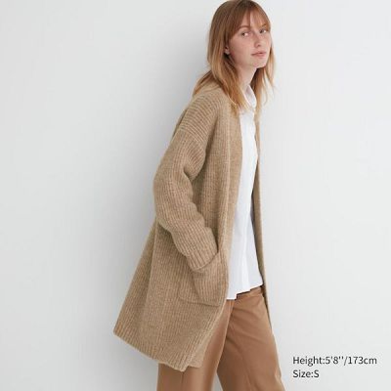 Abrigos Uniqlo De Punto Long Mujer Beige | 275190_PE