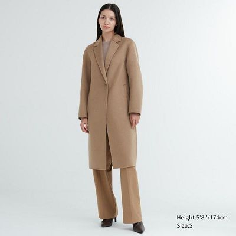 Abrigos Uniqlo Double Face Long Mujer Natural | 76931_PE