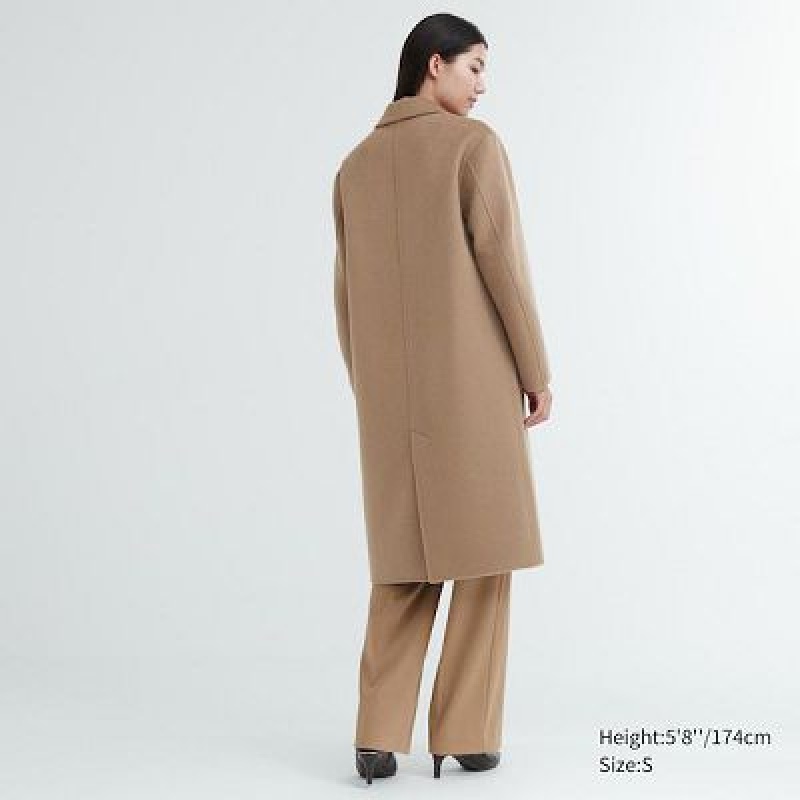 Abrigos Uniqlo Double Face Long Mujer Natural | 76931_PE