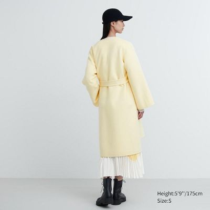 Abrigos Uniqlo Double Face Wrap Mujer Amarillo | 643098_PE