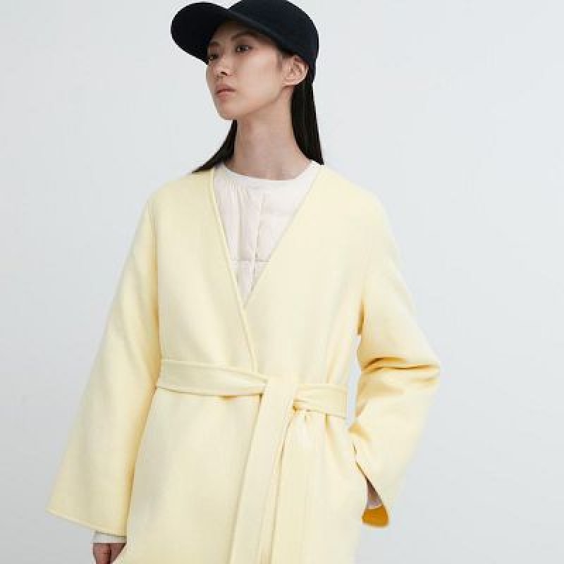 Abrigos Uniqlo Double Face Wrap Mujer Amarillo | 643098_PE