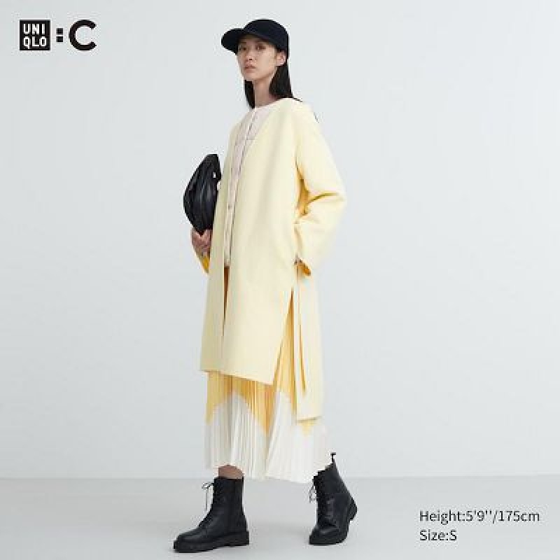 Abrigos Uniqlo Double Face Wrap Mujer Amarillo | 643098_PE