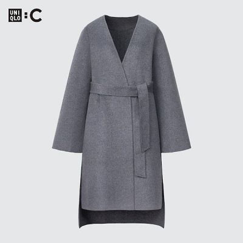 Abrigos Uniqlo Double Face Wrap Mujer Azul Marino | 691725_PE