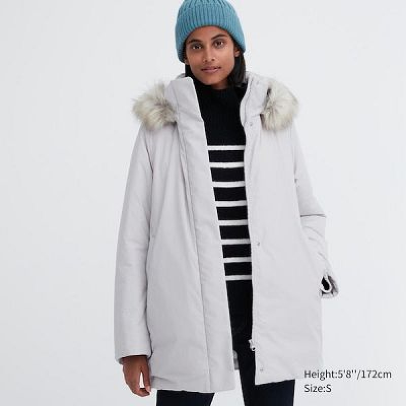 Abrigos Uniqlo Híbrido Down Mujer Gris | 105628_PE