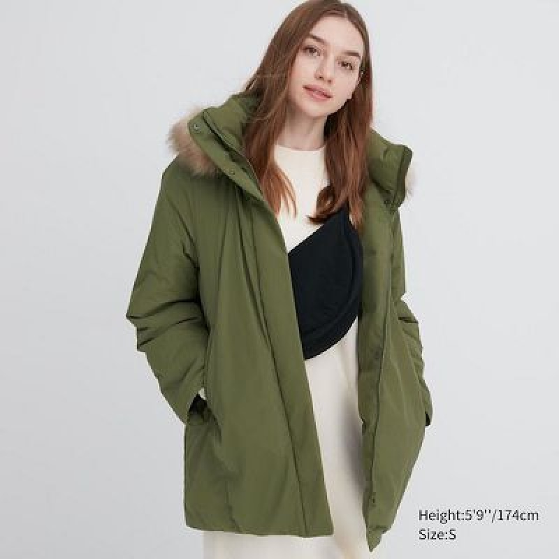 Abrigos Uniqlo Híbrido Down Mujer Verde Oliva | 497520_PE